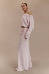 Petra Ruched Knit Maxi Skirt - Misty Rose